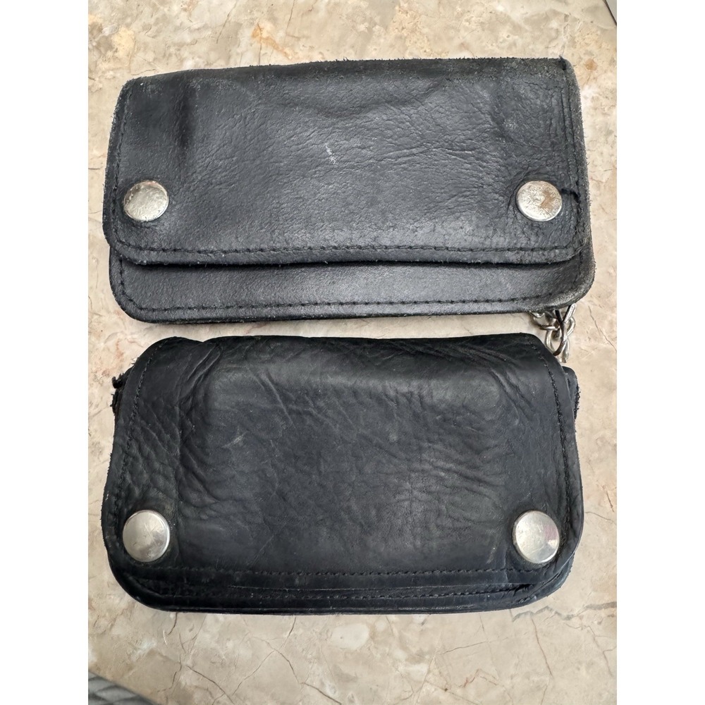 2 Vintage Large Leather Biker Optional Chain Wallet Billfold